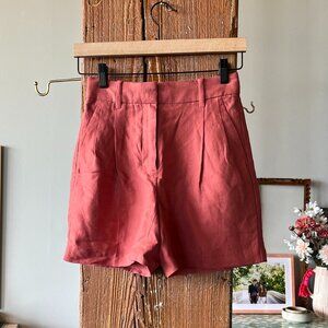 Sienna Red Wilfred High Waisted Linen Shorts - Size 00